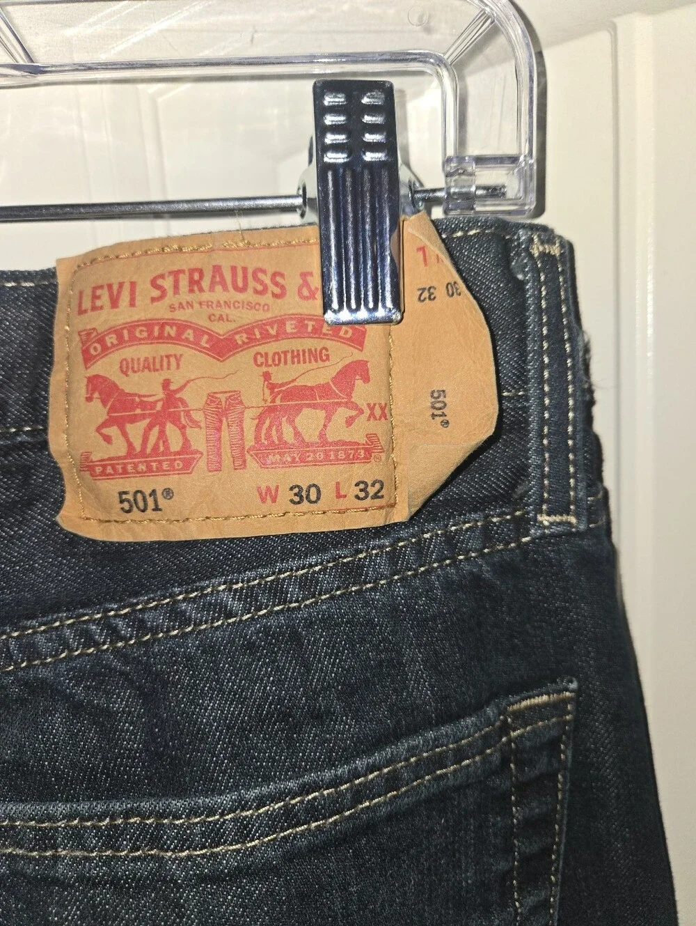 2 Pairs Of Levis 501's men’s button fly dark wash straight leg jeans 30x32